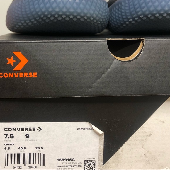 CONVERSE/ALL STAR BB EVO MID
BLACK/UNIVERSITY RED
Mens size: 7.5  Womens size: 9 - Picture 4 of 4